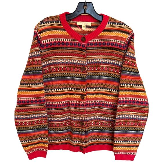 Seasalt Cornwall "Cove Cottage" Fair Isle Organic Cotton Cardigan size 16 - Picture 4 of 12